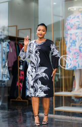Elegant black and gray shift dress